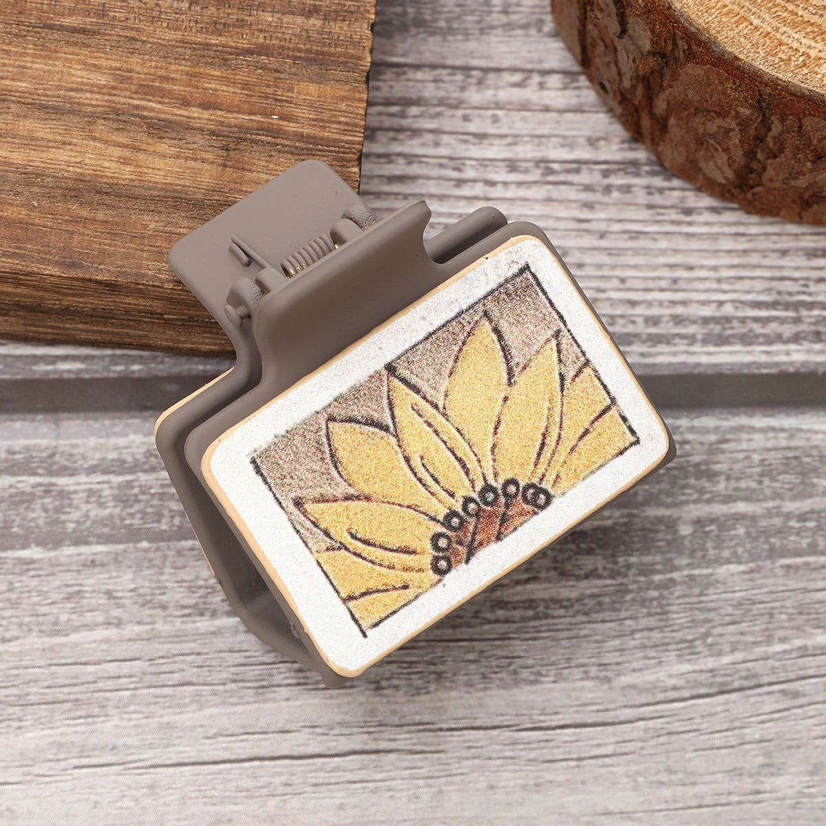 Wholesale Western Style Sunflower Leather Hair Clip Shark Clip